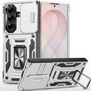 For Samsung Z Fold 8 Ultra Utter Tough Metal Ring Movable Camera Window Hybrid Case Cover - Silver