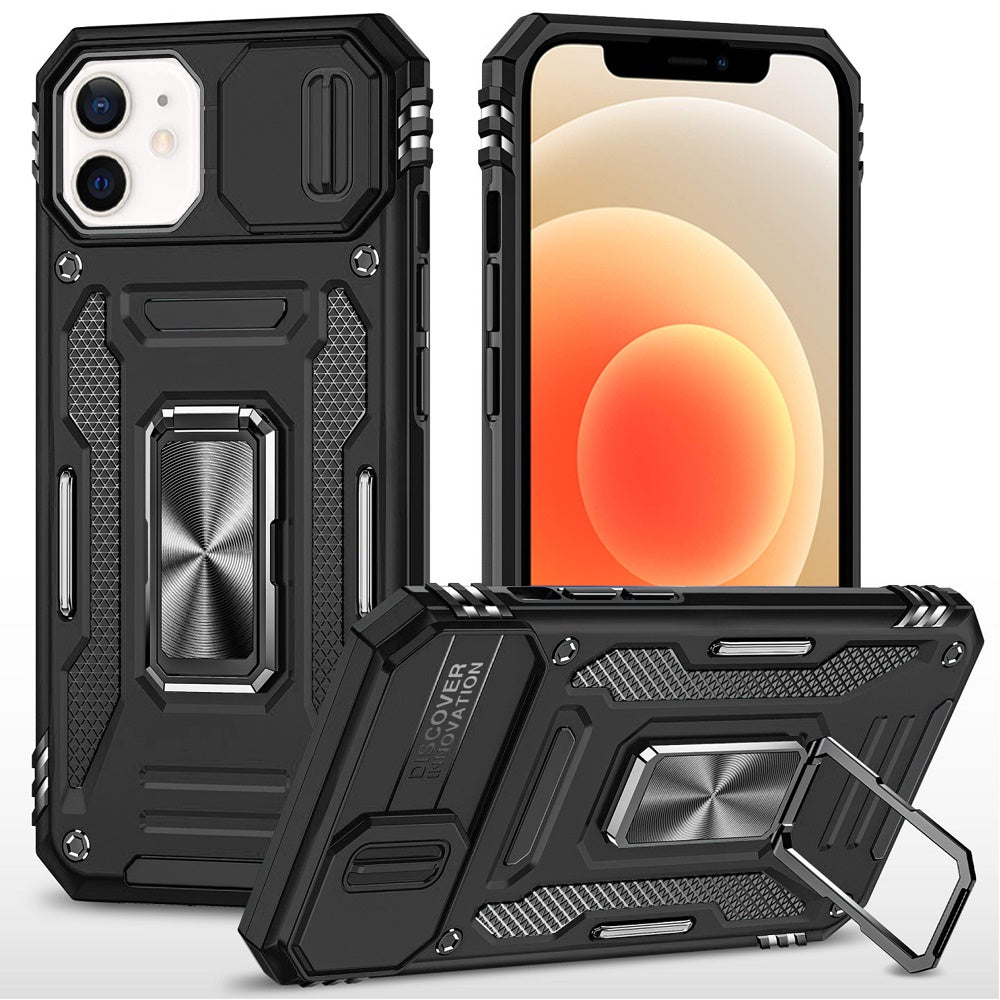For iPhone 12 & iPhone 12 Pro Utter Tough Metal Ring Movable Camera ...