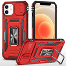 For iPhone 12 & iPhone 12 Pro Utter Tough Metal Ring Movable Camera Window Hybrid - Red