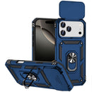 For iPhone 17 Pro Max Well Protective Magentic Ring Stand Camera Protective Cover Case - Blue