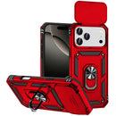 For iPhone 17 Pro Max Well Protective Magentic Ring Stand Camera Protective Cover Case - Red