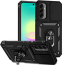For Samsung Galaxy A27 Well Protective Magentic Ring Stand Camera Protective Cover Case - Black