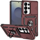 Samsung s26 Ultra Well Protective Magentic Ring Stand Camera Protective Cover Case - Burgundy
