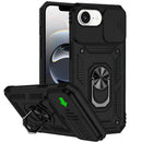 iPhone 16E (E edition) / SE4 (2025) Well Protective Magentic Ring Stand Camera Protective Cover Case - Black