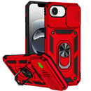 iPhone 16E (E edition) / SE4 (2025) Well Protective Magentic Ring Stand Camera Protective Cover Case - Red