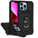For Apple iPhone 14 PRO MAX 6.7" Well Protective Magentic Ring Stand Camera Protective Cover Case - Black