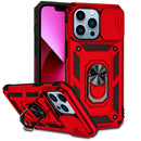 For Apple iPhone 14 PRO MAX 6.7" Well Protective Magentic Ring Stand Camera Protective Cover Case - Red
