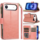 iPhone 17 Air Luxury Wallet Card ID Zipper Money Holder Case Cover - Rose Gold