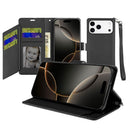iPhone 17 Pro Max Wallet ID Card Holder Case Cover - Black