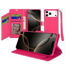 iPhone 17 Pro Max Wallet ID Card Holder Case Cover - Hot Pink