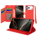 iPhone 17 Pro Max Wallet ID Card Holder Case Cover - Red