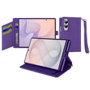 For Samsung Z Fold 8 Wallet ID Card Holder Case Cover - Dark Purple