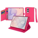 For Samsung Z Fold 8 Wallet ID Card Holder Case Cover - Hot Pink
