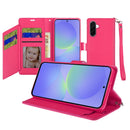 For Samsung Galaxy A37 Wallet ID Card Holder Case Cover - Hot Pink