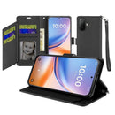 For TCL K70 5G Wallet ID Card Holder Case Cover - Black