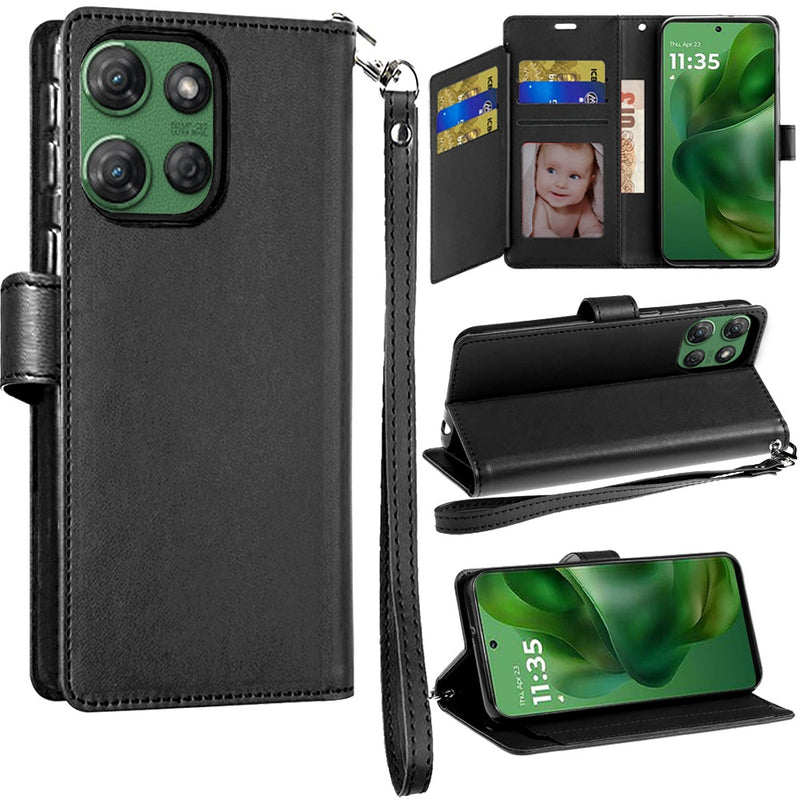 Motorola Moto G Power 5G 2025 Wallet ID Card Holder Case Cover - Black Motorola Moto G Power 5G 2025 Wallet ID Card Holder Case Cover - Black