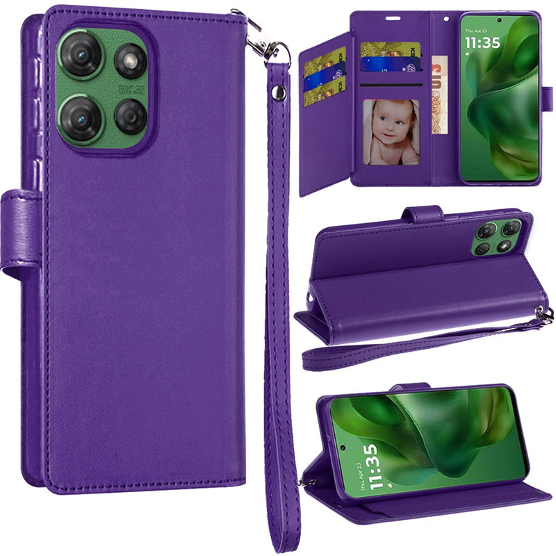 Motorola Moto G Power 5G 2025 Wallet ID Card Holder Case Cover - Dark Purple Motorola Moto G Power 5G 2025 Wallet ID Card Holder Case Cover - Dark Purple