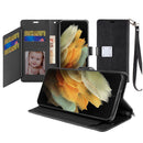 For Samsung S21 Ultra/S30 Ultra 7.1inch Wallet ID Card Holder - Black