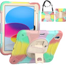 Apple iPad (A16) 2025 / iPad 10th Gen 10.9 inch 3in1 Tablet Hand and Shoulder Strap with Kickstand 3in1 Tough Hybrid - Colorful