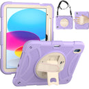 Apple iPad (A16) 2025 / iPad 10th Gen 10.9 inch 3in1 Tablet Hand and Shoulder Strap with Kickstand 3in1 Tough Hybrid - Light Purple