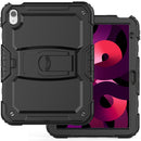 Apple iPad (A16) 2025 / iPad 10th Gen 10.9 inch Heavy Duty Full Body Rugged Tablet Kickstand Case Cover - Black/Black