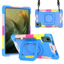 For Moto Pad 2026 11inch Tablet Tough Hybrid Rotating 360 Degree Kickstand - Rainbow/Blue