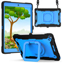 For Samsung a9 Plus / A11 Plus 11" Tablet Tough Hybrid Rotating 360 Degree Kickstand - Black+Blue