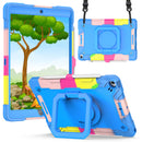 Samsung a9 Plus / A11 Plus 11" Tablet Tough Hybrid Rotating 360 Degree Kickstand - Rainbow/Blue