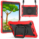 For Samsung a9 Plus / A11 Plus 11" Tablet Tough Hybrid Rotating 360 Degree Kickstand - Red+Black