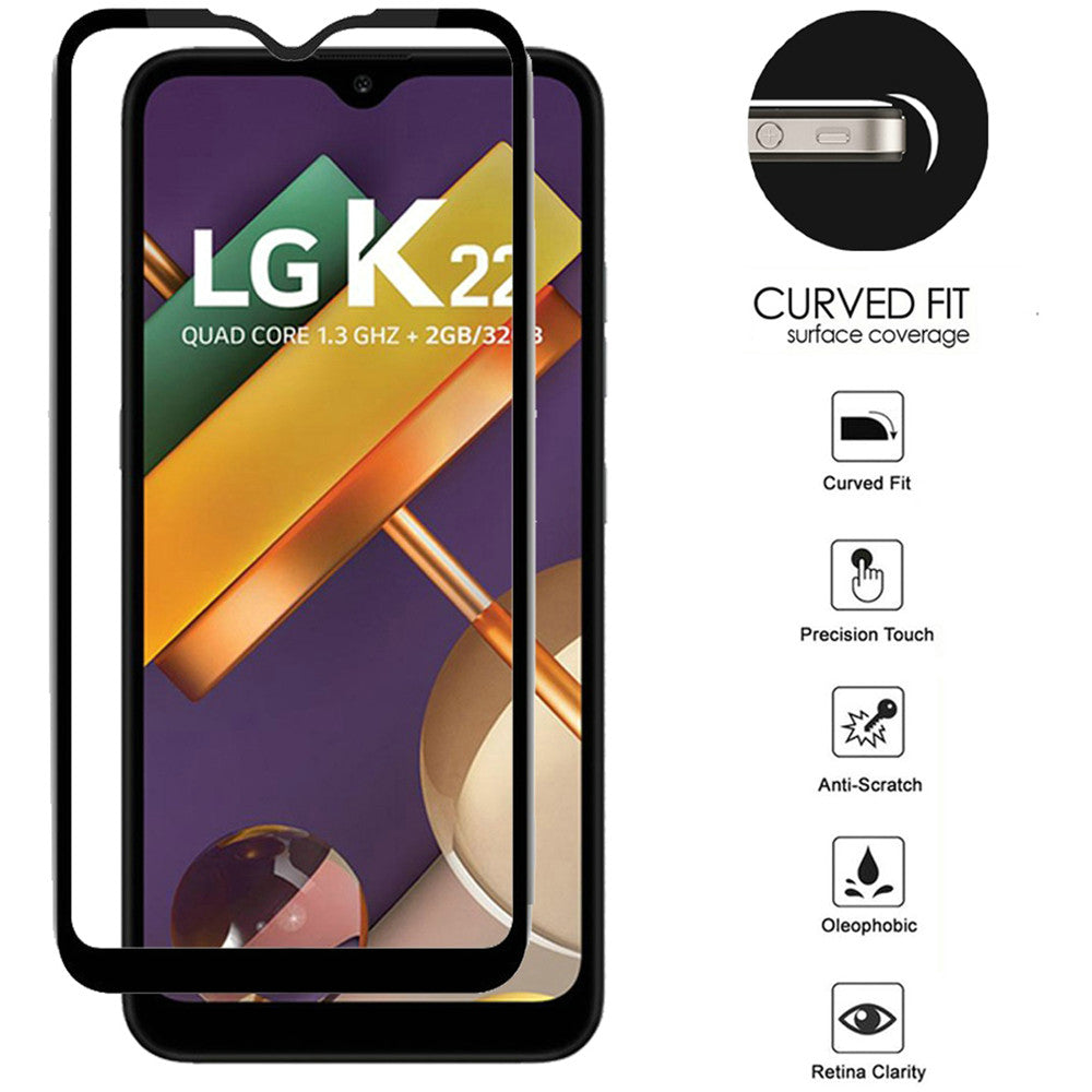 LG K22/ K22 Plus/ K32 5G Tempered Glass Screen Protector Full Black